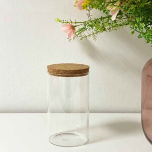 Glazen bokaal met kurkdeksel - 800 ml - Transparant