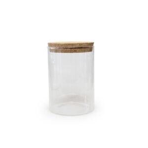 Glazen bokaal met kurkdeksel - 700 ml - Transparant
