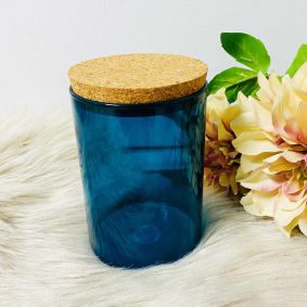 Glazen bokaal met kurkdeksel - 700ml - Blauw