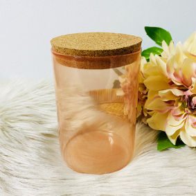 Glazen bokaal met kurkdeksel - 700ml - Roze
