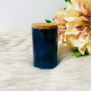 Glazen cylinderpotje met kurkdeksel - 8,4cm - Blauw