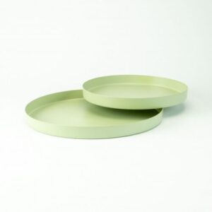 Set van 2 metalen dienbladen D30 + D25 cm - Zijdegroen