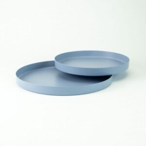 Set van 2 metalen dienbladen D30 + D25 cm - Blauw