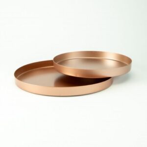 Set van 2 metalen dienbladen D30 + D25 cm - Rosé Goud