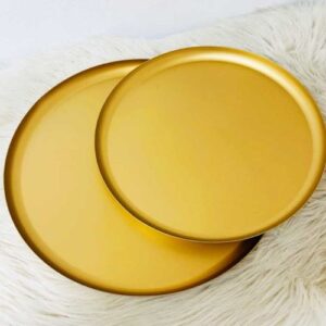 Set van 2 gouden presentatieborden D35cm en D30cm met plexi voet