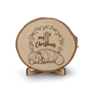 Boomschijf 'Baby in kerstsok' –  My 1st Xmas