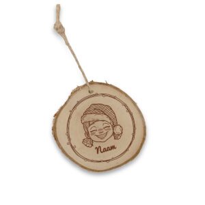 Kerstornament 'Girl met muts' - gepersonaliseerd met naam