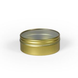 Luxedoosje rond met transparant deksel goud