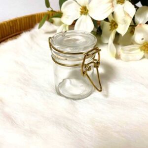 Weckpotje 4,5x6,3 cm met beugelsluiting goud