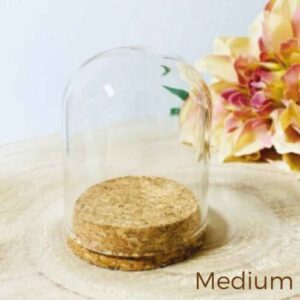 Glazen globe op kurk medium 6,5x9 cm