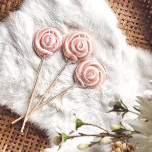 Swirl lolly 6 cm - Wit-Roze - per 10 st.