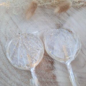 Transparante lolly - 6 cm - met vlierbloesems