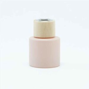 Parfumflesje rond blush met houten schroefdop - 50ml