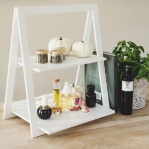 Houten presentatierek met 2 plankjes - Wit