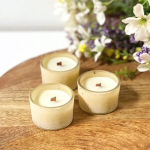 Mini geparfumeerde kaars H3,2 cm Diam 5 cm - STONE VANILLA - per 12 st.