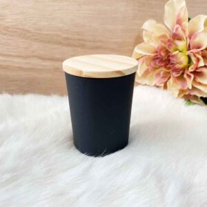 Geurkaarsje houten deksel - Frosted zwart