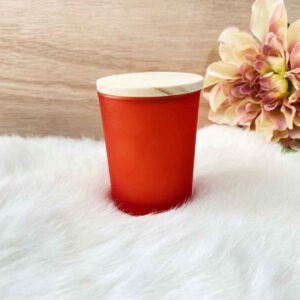 Geurkaarsje houten deksel - Frosted terracotta